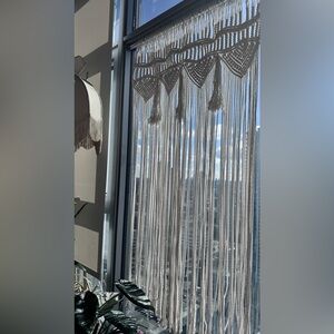 Elegant Cream White Macramé Window Curtain Hang or Doorway Curtain
